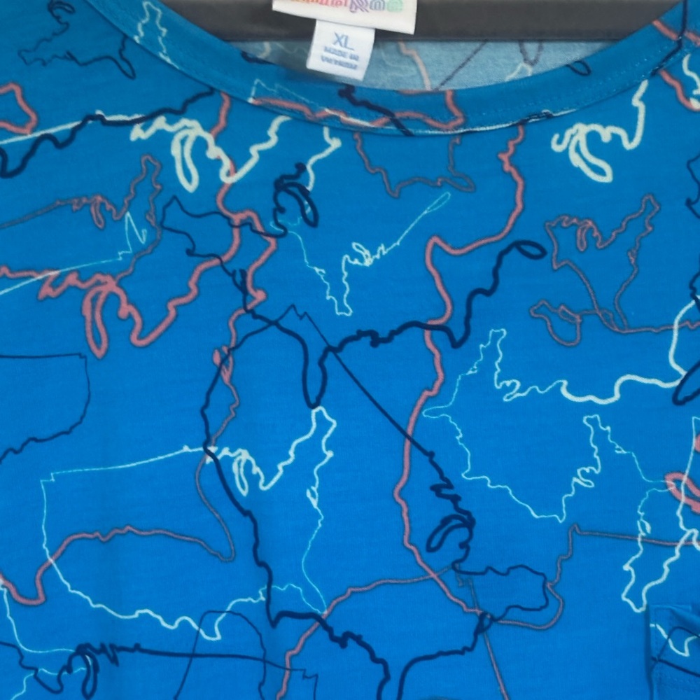 LuLaRoe Blue Silhouettes of United States Women's Carly Swing Dress Size XL - Picture 3 of 4